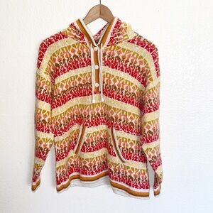 Galvin Knits Patterned 100% Alpaca Wool Pullover Button Hoodies